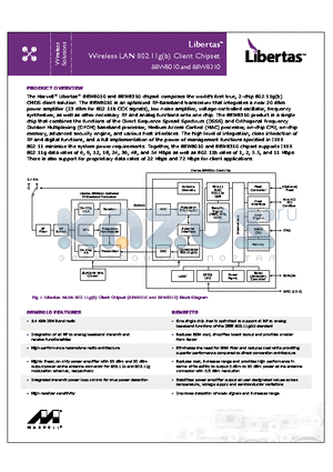 88W8310 datasheet - Wireless LAN 802.11g(b) Client Chipset