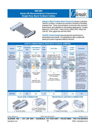 890-005-15CSA1B1 datasheet - Nanominiature Connectors