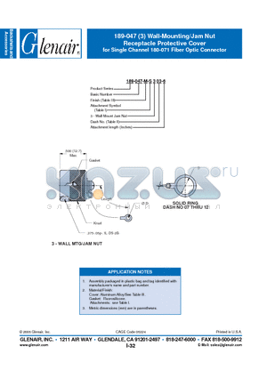 189-047-C-D-308-6 datasheet - Receptacle Protective Cover