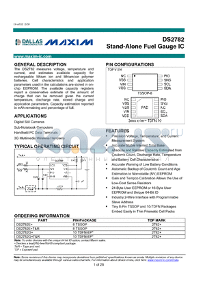 DS2782E+ datasheet - Stand-Alone Fuel Gauge IC