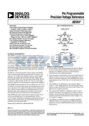 AD584 datasheet - Pin Programmable Precision Voltage Reference