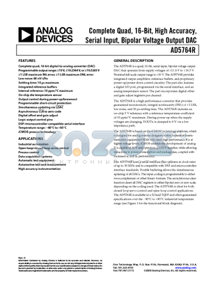 AD5764R_08 datasheet - Complete Quad, 16-Bit, High Accuracy, Serial Input, Bipolar Voltage Output DAC