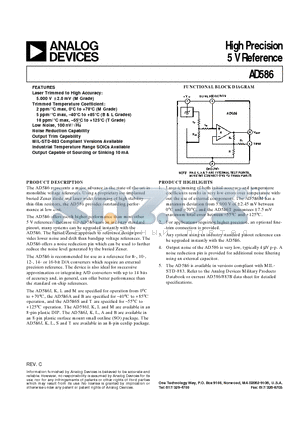 AD586AR datasheet - High Precision 5 V Reference