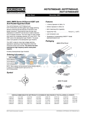 HGTG7N60A4D datasheet - 600V, SMPS Series N-Channel IGBT with Anti-Parallel Hyperfast Diode