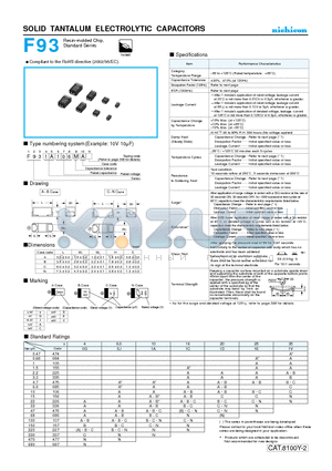 F930J107MAA datasheet - SOLID TANTALUM ELECTROLYTIC CAPACITORS