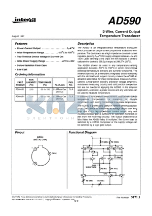 AD590JH datasheet - 2-Wire, Current Output Temperature Transducer
