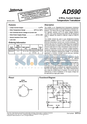 AD590JH datasheet - 2-Wire, Current Output Temperature Transducer