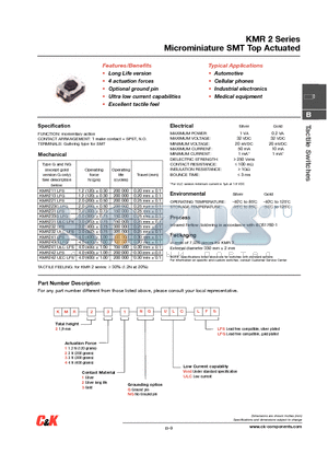 KMR241ULCLFS datasheet - Microminiature SMT Top Actuated