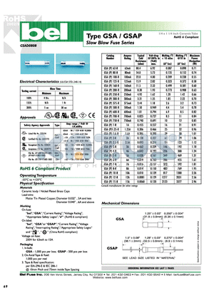 GSA250-R datasheet - Slow Blow Fuse Series