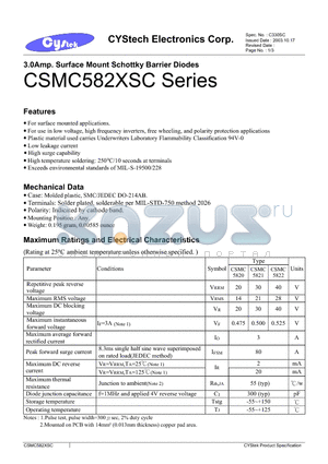 CSMC582XSC datasheet - 3.0Amp. Surface Mount Schottky Barrier Diodes