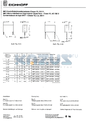 KMT255/954-215 datasheet - MKT-RADIO-INTERFERENCE SUPPRESSION CAPACITORS