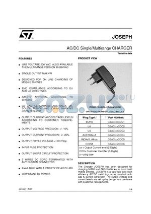 GSAC-XXCCC3 datasheet - AC/DC Single/Multirange CHARGER