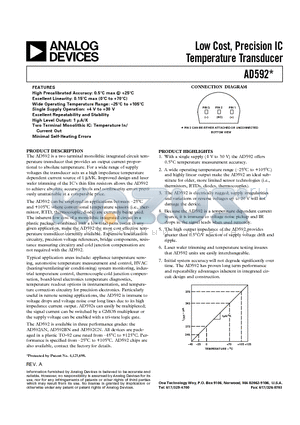 AD592 datasheet - Low Cost, Precision IC Temperature Transducer