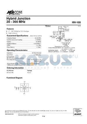 HH-105 datasheet - Hybrid Junction 20 - 300 MHz