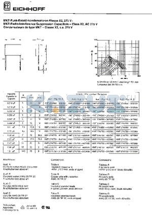 KMT274/750-510/499 datasheet - MKT-RADIO-INTERFERENCE SUPPRESSION CAPACITORS