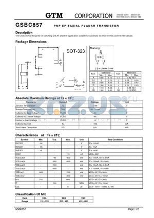 GSBC857 datasheet - PNP EPITAXIAL PLANAR TRANSISTOR