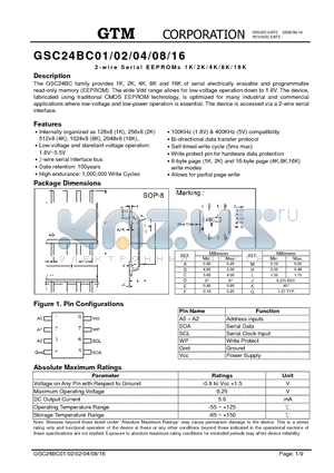 GSC24BC08 datasheet - 2-WIRE SERIAL EEPROMS