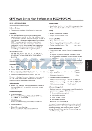 CFPT-9025 datasheet - High Performance TCXO/TCVCXO