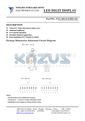 FYS-3011HX-0 datasheet - LED DIGIT DISPLAY