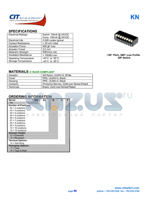 KN06RGT datasheet - CIT SWITCH