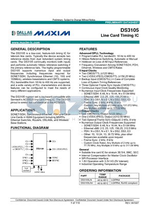 DS3105LN datasheet - Line Card Timing IC
