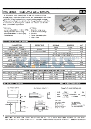 HHS2700F-20-TR datasheet - RESISTANCE WELD CRYSTAL