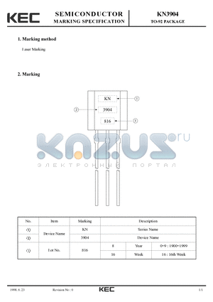 KN3904 datasheet - TO-92 PACKAGE