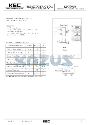 KN3905S datasheet - EPITAXIAL PLANAR PNP TRANSISTOR (GENERAL PURPOSE, SWITCHING)