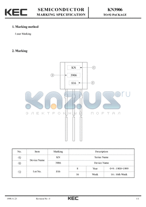KN3906 datasheet - TO-92 PACKAGE