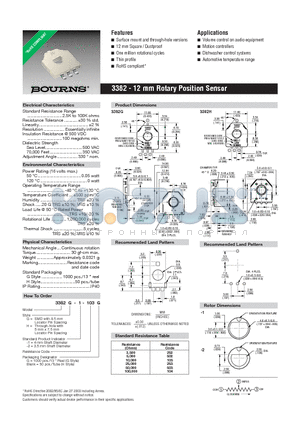 3382 datasheet - 12 mm Rotary Position Sensor
