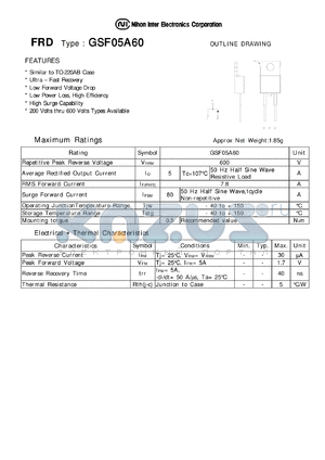 GSF05A60 datasheet - FRD - Low Forward Voltage Drop