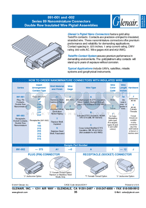 891-001-15PA1-2C datasheet - Nanominiature Connectors Double Row Insulated Wire Pigtail Assemblies