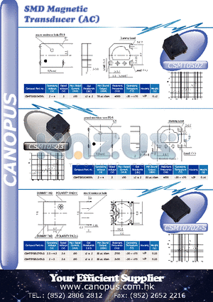 CSMT0702D2700LS datasheet - SMD Magnetic Transducer (AC)