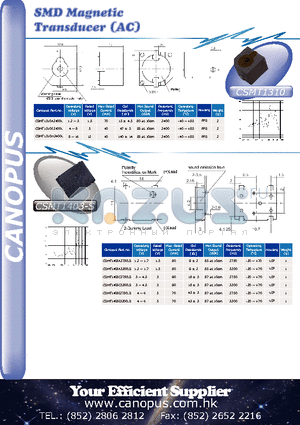 CSMT1403E2730LS datasheet - SMD Magnetic Transducer (AC)