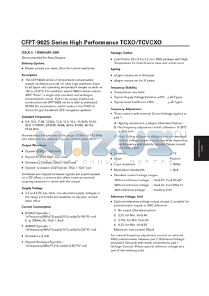 CFPT-9030GU1B datasheet - High Performance TCXO/TCVCXO