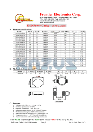 CSN042A-333M datasheet - SMD Power Choke