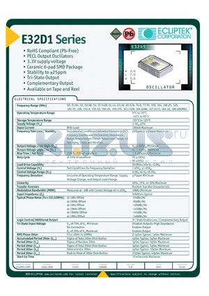 E32D1DEC2K-155.520M datasheet - OSCILLATOR