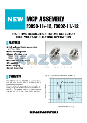 F9892-12 datasheet - HIGH TIME RESOLUTION TOF-MS DETECTOR HIGH VOLTAGE FLOATING OPERATION