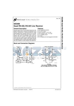 DS3486 datasheet - Quad RS-422, RS-423 Line Receiver