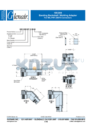 189H009T1108-04 datasheet - Banding Backshell / Molding Adapter