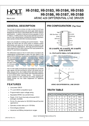 HI-3182 datasheet - ARINC 429 DIFFERENTIAL LINE DRIVER