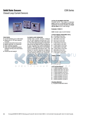 CSNA121 datasheet - Solid State Sensors Closed Loop Current Sensors