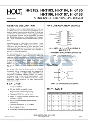 HI-3182CLI datasheet - ARINC 429 DIFFERENTIAL LINE DRIVER