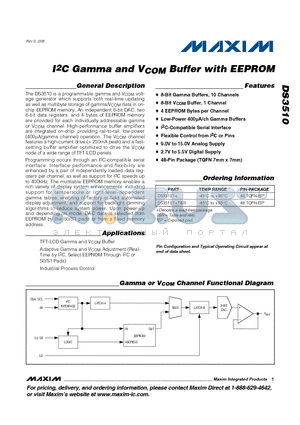 DS3510 datasheet - I2C Gamma and VCOM Buffer with EEPROM