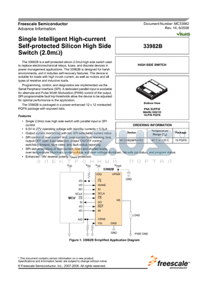 33982 datasheet - Single Intelligent High-current Self-protected Silicon High Side Switch (2.0m ohm)