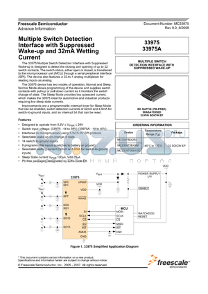 33975A datasheet - Multiple Switch Detection Interface with Suppressed Wake-up and 32mA Wetting Current
