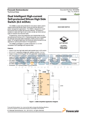 33988 datasheet - Dual Intelligent High-current Self-protected Silicon High Side Switch (8.0 mOhm)