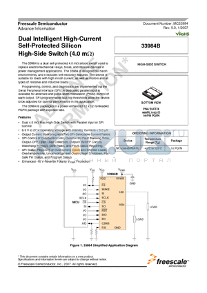 33984B datasheet - Dual Intelligent High-Current Self Protected Silicon High-Side Switch (4.0 mohm)