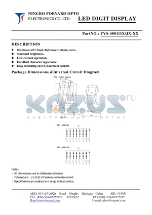 FYS-40011IX-3 datasheet - LED DIGIT DISPLAY