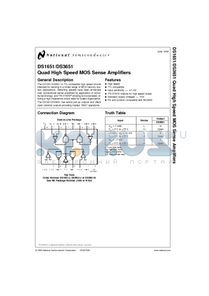 DS3651N datasheet - Quad High Speed MOS Sense Amplifiers